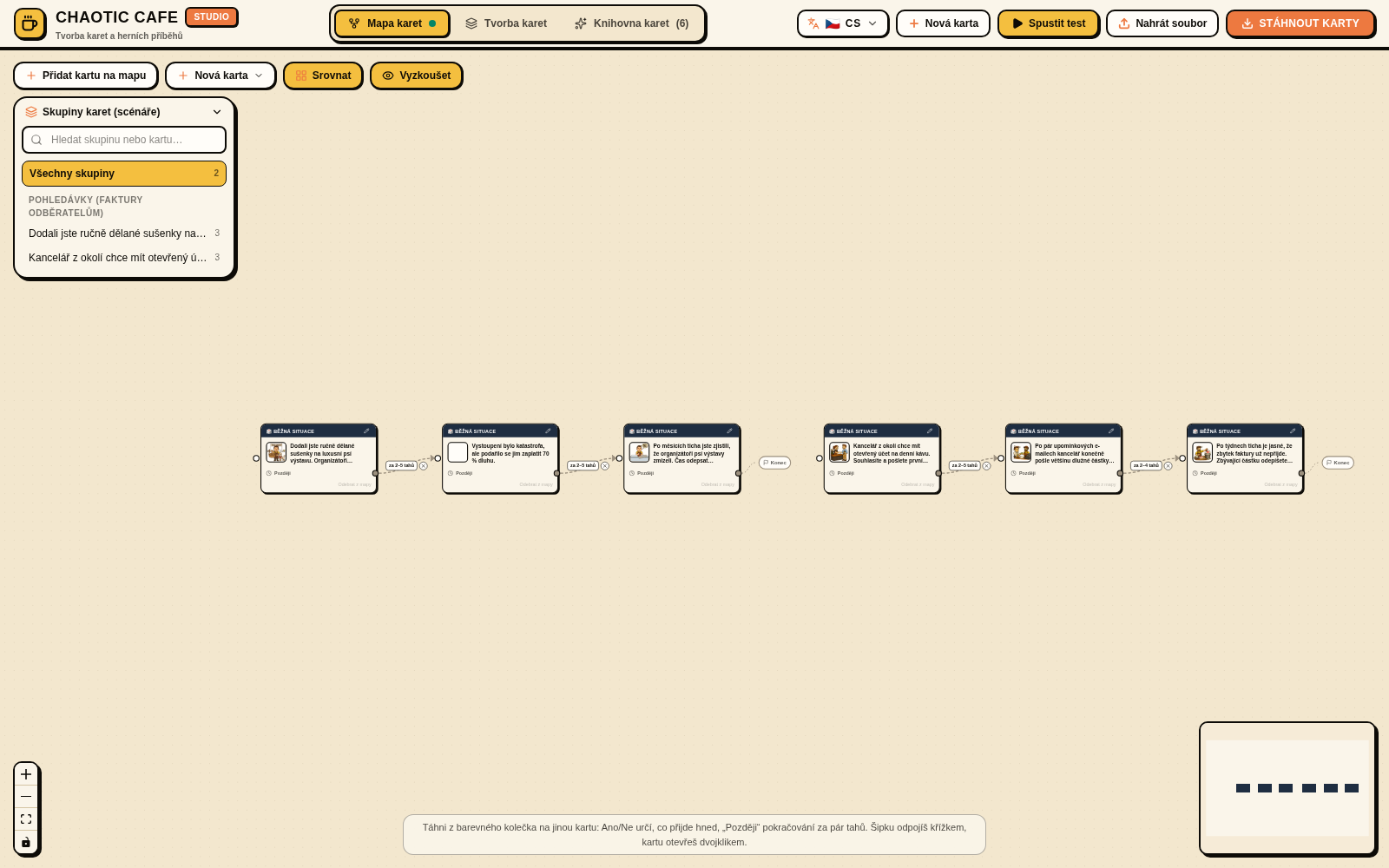 Chaotic Cafe Studio – visual map of connected game cards